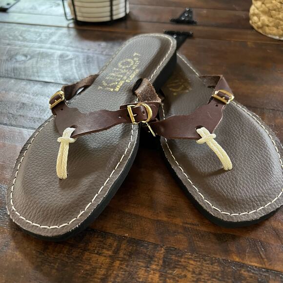 KINO made in Key West Julia Leather Flip Flop Sandals Size 7 - Picture 9 of 9